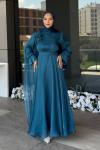 Gelincik Tesettür Abiye Petrol Mavisi