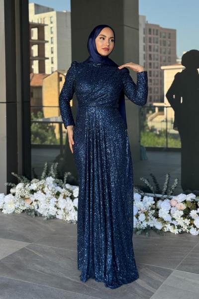 Reyhan Tesettür Abiye Lacivert