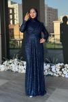 Reyhan Tesettür Abiye Lacivert