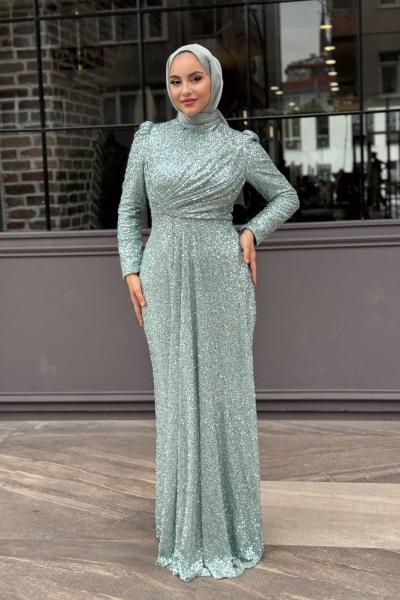 Reyhan Tesettür Abiye Su Yeşili