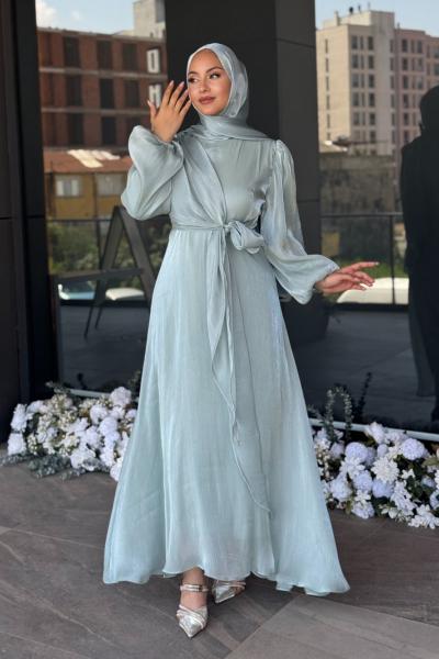Sibel Tesettür Abiye Su Yeşili