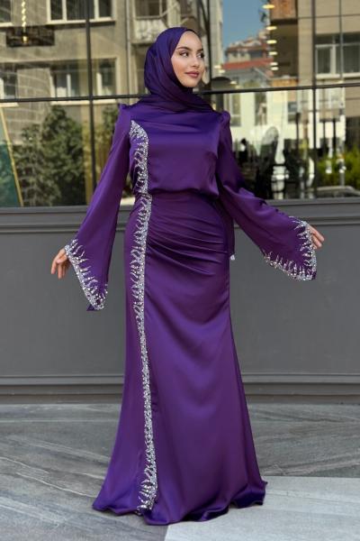 Yurdagül Tesettür Abiye Mor