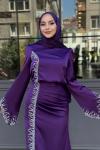Yurdagül Tesettür Abiye Mor