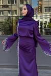 Yurdagül Tesettür Abiye Mor