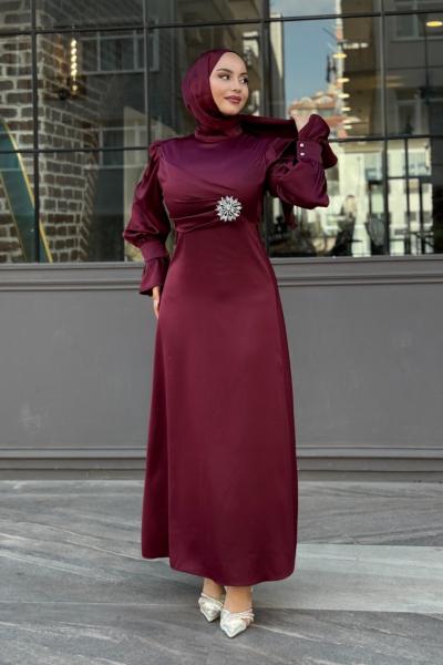 Nursel Tesettür Abiye Bordo