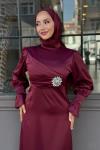 Nursel Tesettür Abiye Bordo