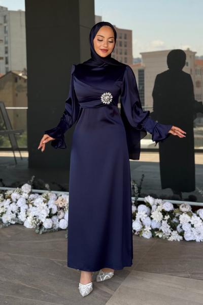 Nursel Tesettür Abiye Lacivert