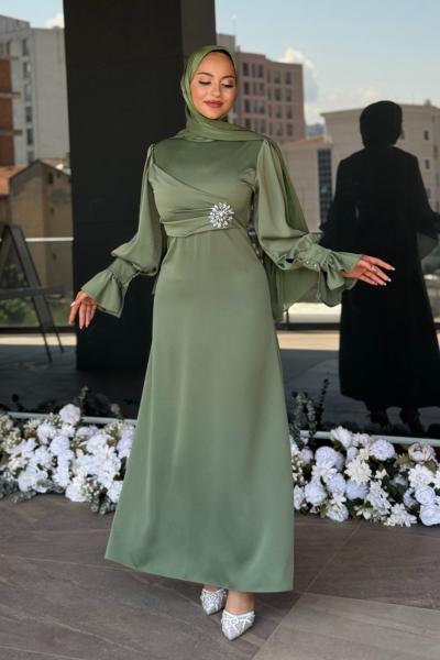 Nursel Tesettür Abiye Mint Yeşili