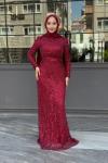 Özge Tesettür Abiye Bordo