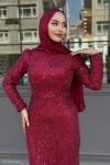 Özge Tesettür Abiye Bordo