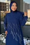 Cemre Tesettür Abiye Saks Mavisi