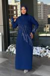 Cemre Tesettür Abiye Saks Mavisi