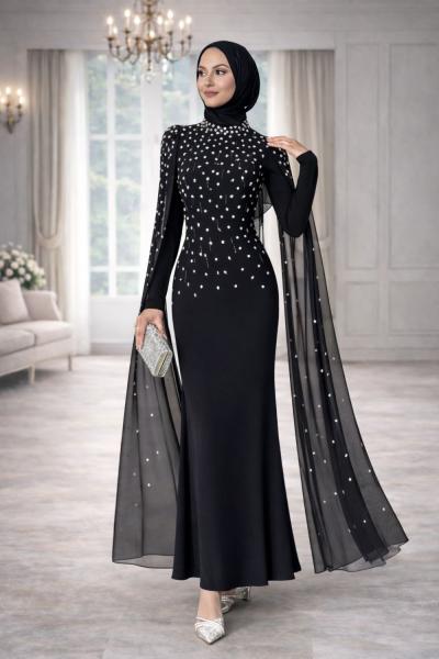 Defne Tesettür Abiye Siyah