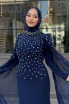 Defne Tesettür Abiye Lacivert