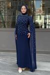 Defne Tesettür Abiye Lacivert