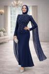 Defne Tesettür Abiye Lacivert