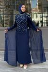 Defne Tesettür Abiye Lacivert