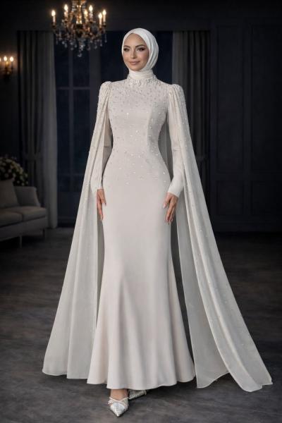 Defne Tesettür Abiye Taş Rengi