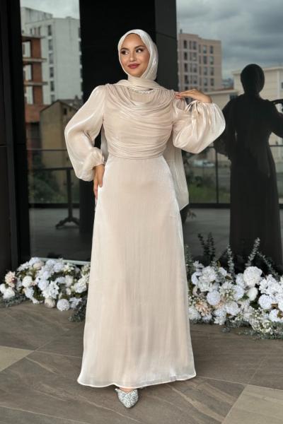 Nurten Tesettür Abiye Bej