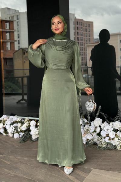 Nurten Tesettür Abiye Haki