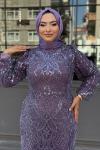 Aslıhan Tesettür Abiye Lila