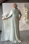 Almina Tesettür Abiye Mint Yeşili