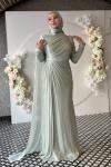 Almina Tesettür Abiye Mint Yeşili