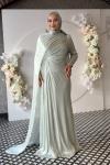 Almina Tesettür Abiye Mint Yeşili