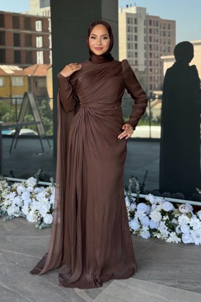 Almina Tesettür Abiye Acı Kahve