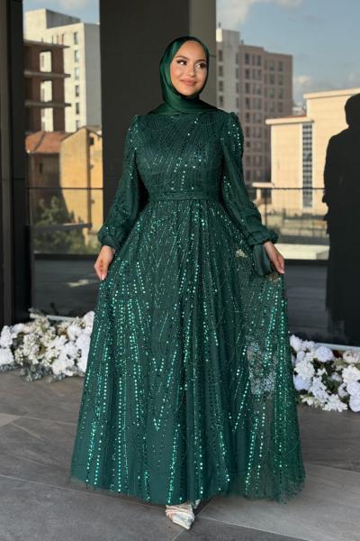 Asena Tesettür Abiye Zümrüt