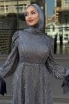 Asena Tesettür Abiye Gri