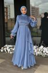 Eda Tesettür Abiye Mavi
