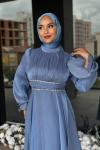 Eda Tesettür Abiye Mavi