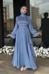 Eda Tesettür Abiye Mavi