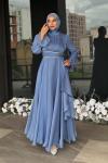 Eda Tesettür Abiye Mavi