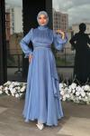 Eda Tesettür Abiye Mavi