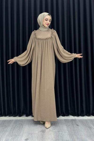 SENA BALON KOL ELBİSE Vizon