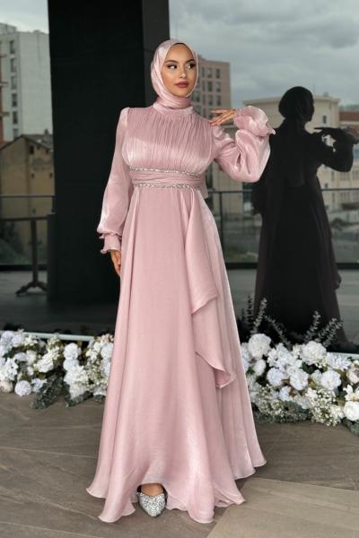 Eda Tesettür Abiye Pembe