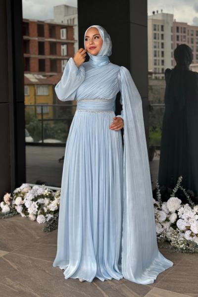 Safir Tesettür Abiye Bebe Mavisi