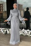 Semanur Tesettür abiye Gri