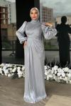 Semanur Tesettür abiye Gri