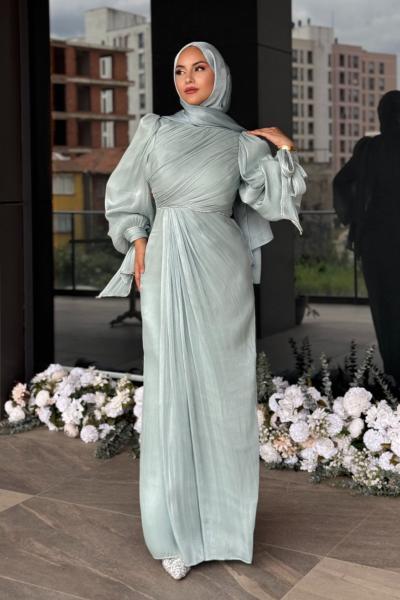 Asuman tesettür abiye Su Yeşili