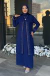 Zarife Tesettür Abiye  Saks Mavisi