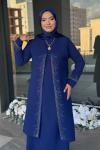 Zarife Tesettür Abiye  Saks Mavisi