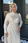 Almina Tesettür Abiye Ekru