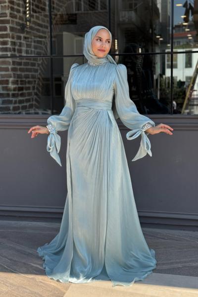 Narin Tesettür Abiye Su Yeşili