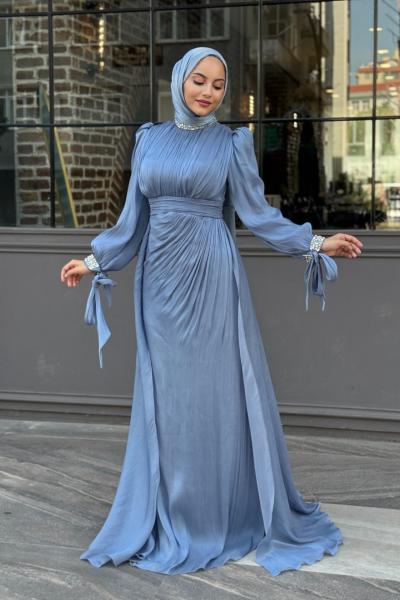 Narin Tesettür Abiye Açık Mavi
