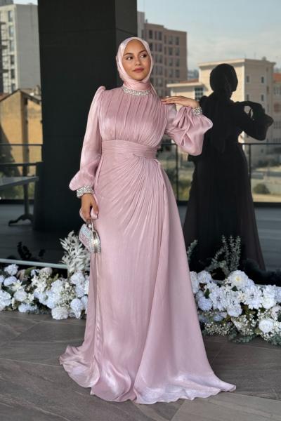 Narin Tesettür Abiye Pembe