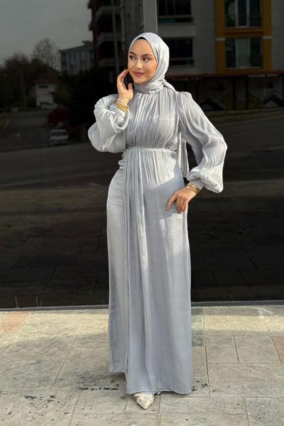 Şahsenem Tesettür Abiye Gri