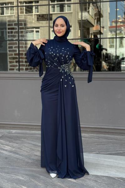 Firuze Tesettür Abiye Lacivert